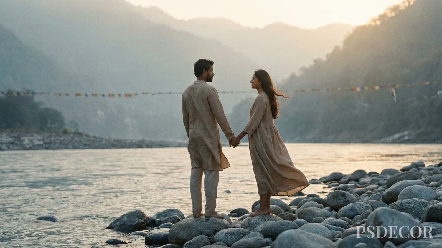 Top Pre-Wedding Shoot Locations in India (2026 Guide) — Effortless & Luxurious - 3. Rishikesh - Riverside Calm & Golden-Hour Divinity