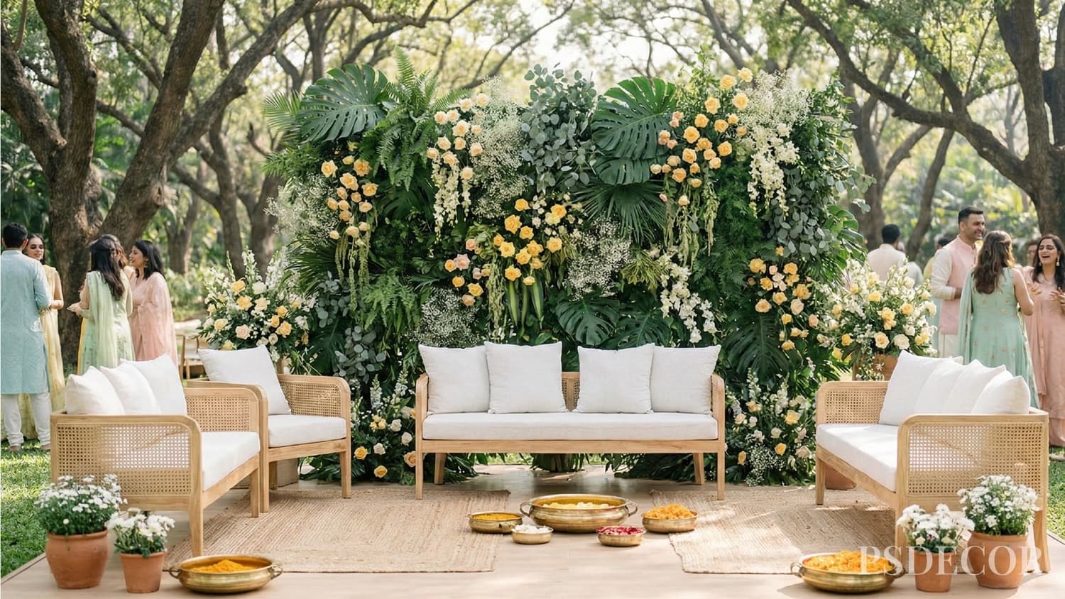 2026 Haldi Decor Trends: Fresh, Vibrant & Totally Instagrammable - 1. Botanical Haldi Gardens