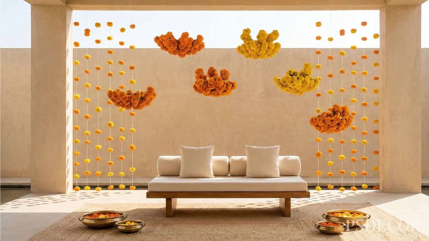2026 Haldi Decor Trends: Fresh, Vibrant & Totally Instagrammable - 2. Marigold 2.0: Sculptural & Deconstructed