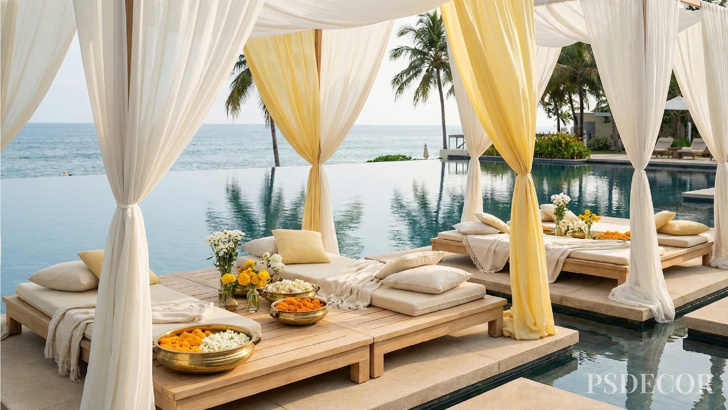 2026 Haldi Decor Trends: Fresh, Vibrant & Totally Instagrammable - 4. Poolside & Riverside Haldi Setups
