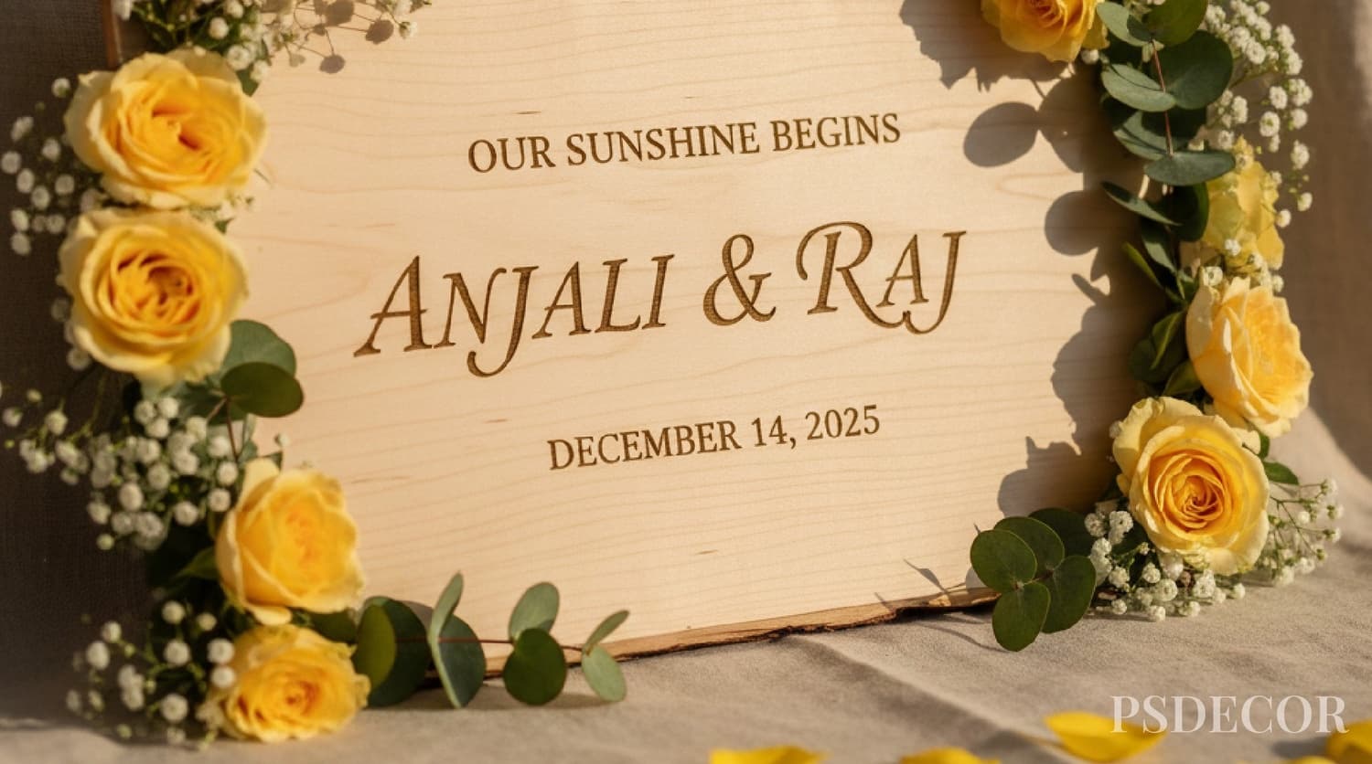 2026 Haldi Decor Trends: Fresh, Vibrant & Totally Instagrammable - 10. Personalised Signage & Storytelling Details