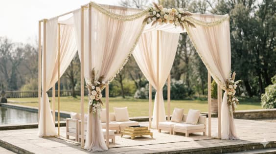2026 Wedding Stage Designs That Are Breaking the Internet - 2. Minimal Luxury Mandaps