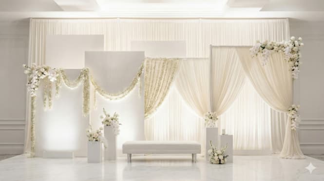 2026 Wedding Stage Designs That Are Breaking the Internet - 4. All-White Editorial Stages