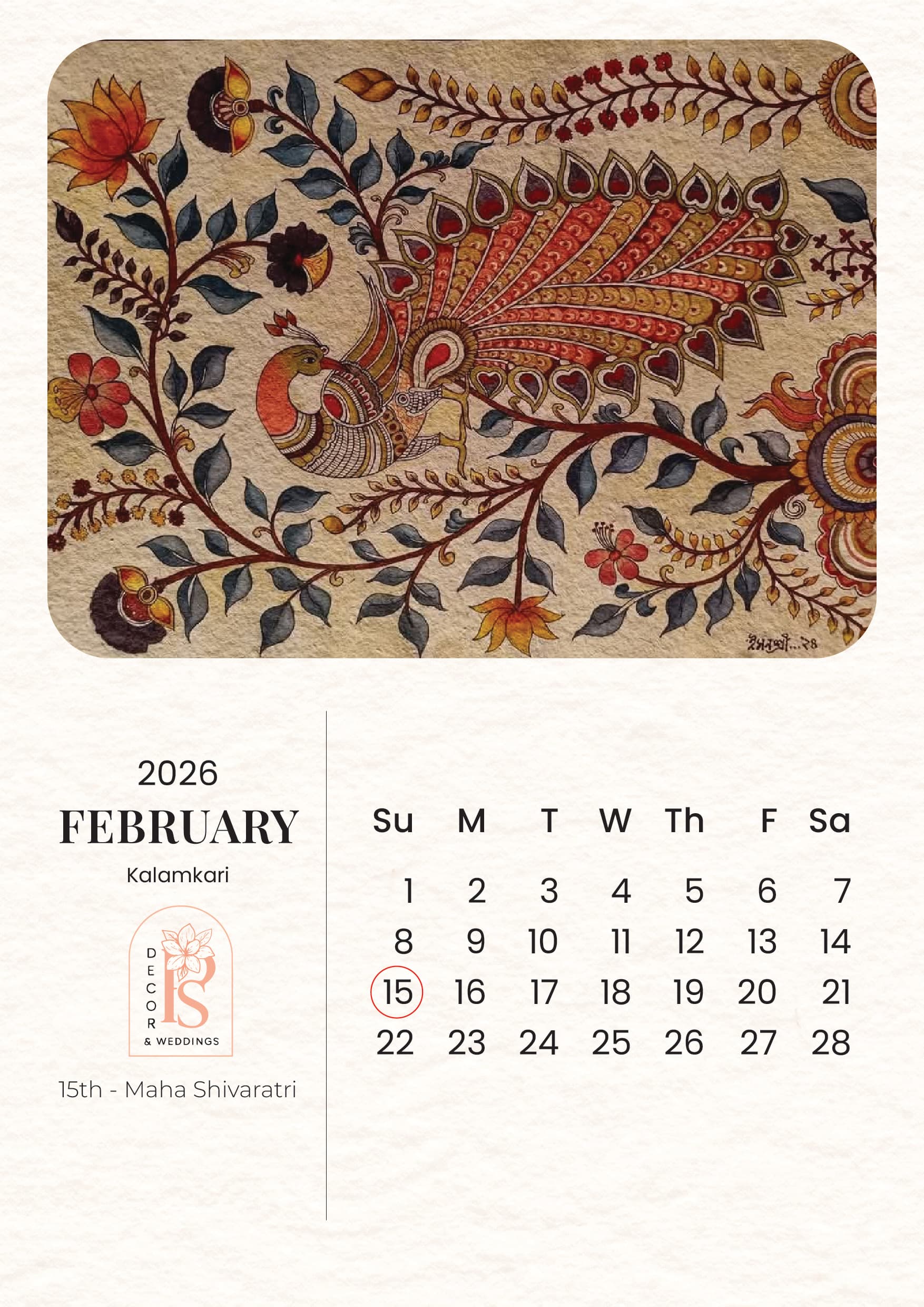 PS Décor Calendar 2026: A Year Where Art Blooms, and Flowers Tell Stories - February - Kalamkari