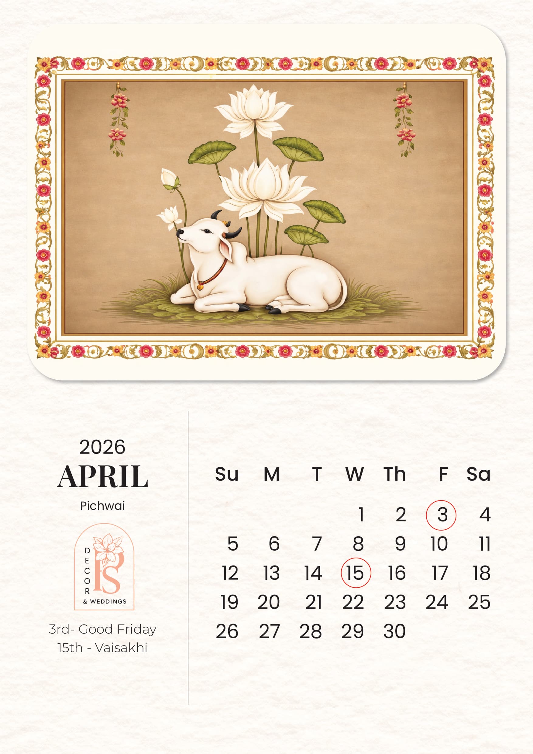 PS Décor Calendar 2026: A Year Where Art Blooms, and Flowers Tell Stories - April - Pichwai Art