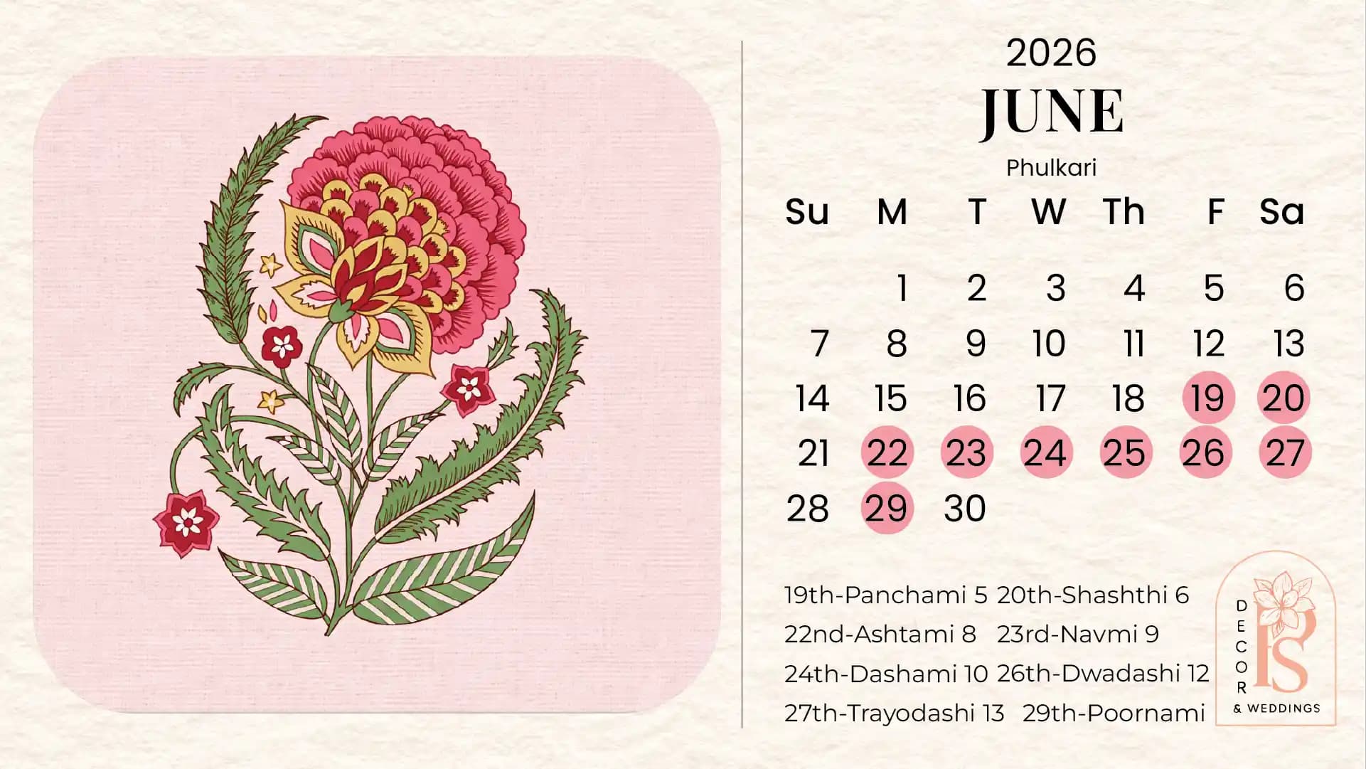 Shubh Vivah Muhurat 2026–27: Auspicious Wedding Dates According to Sanatan Jyotish & Panchang - June 2026 – Jyeshtha Shukla