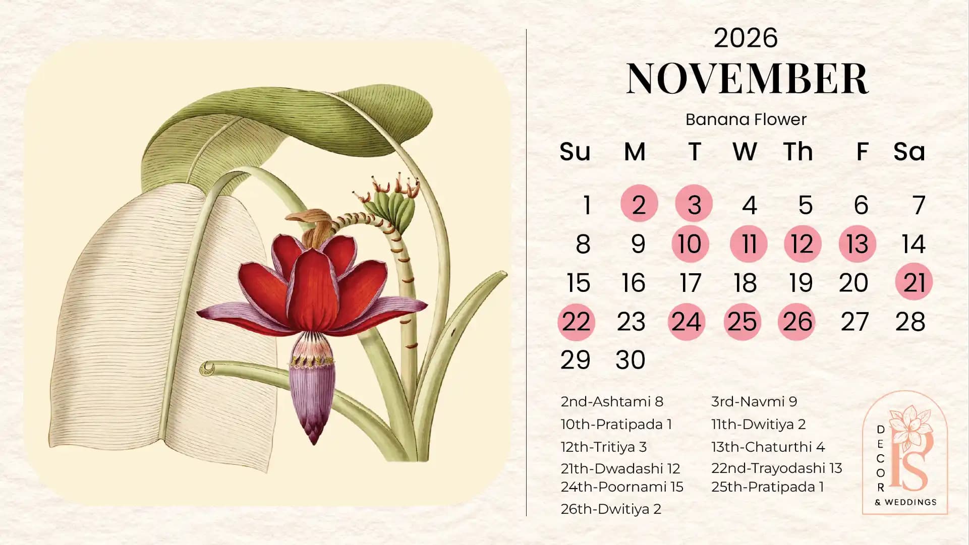 Shubh Vivah Muhurat 2026–27: Auspicious Wedding Dates According to Sanatan Jyotish & Panchang - November 2026 – Kartik & Margasheersh