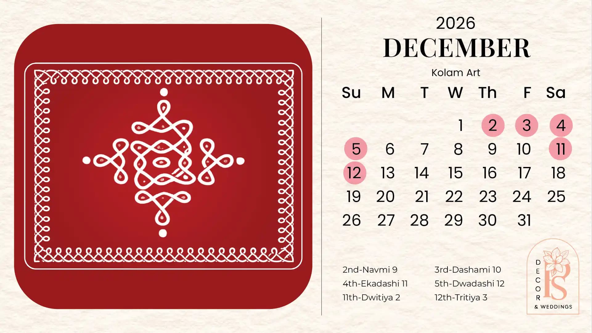Shubh Vivah Muhurat 2026–27: Auspicious Wedding Dates According to Sanatan Jyotish & Panchang - December 2026 – Margasheersh