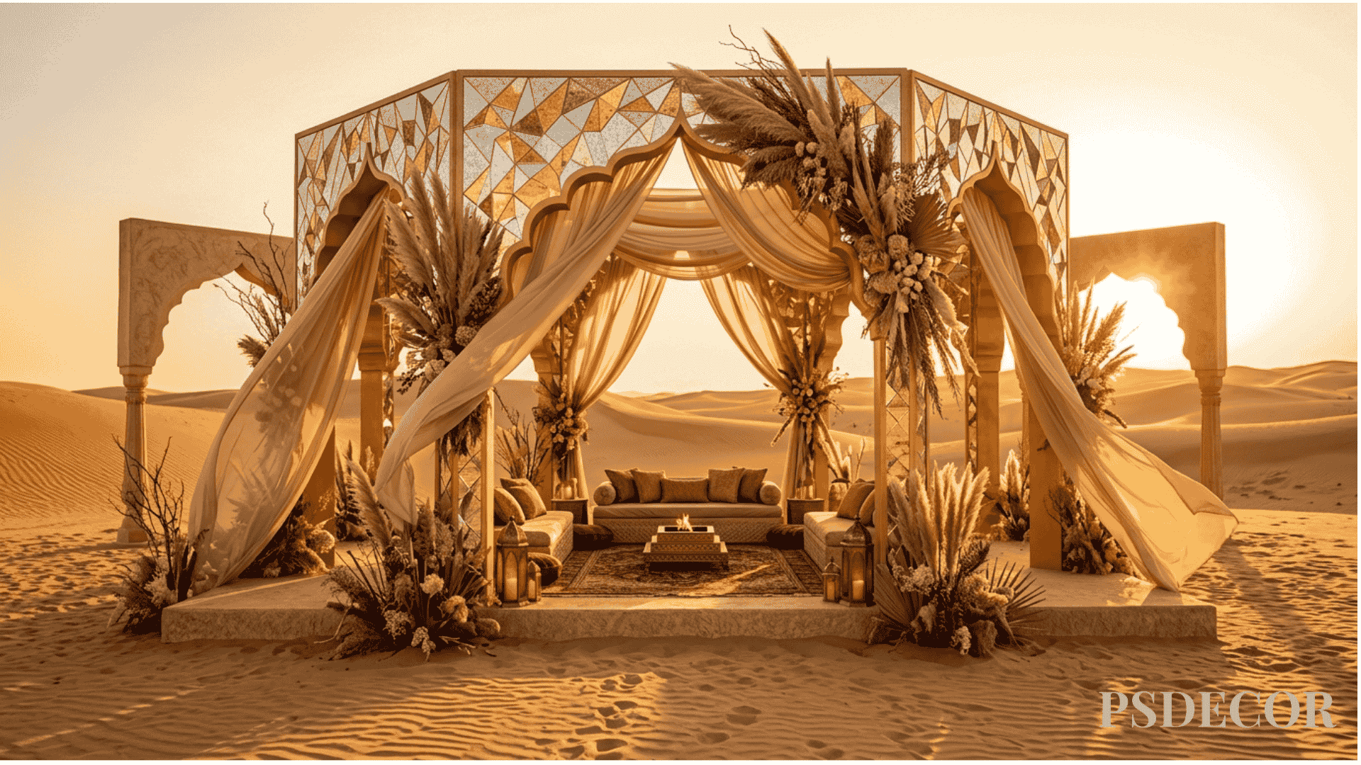 10 Avant-Garde Wedding Décor Themes That Redefine Celebration - 3. The Desert Mirage Luxe