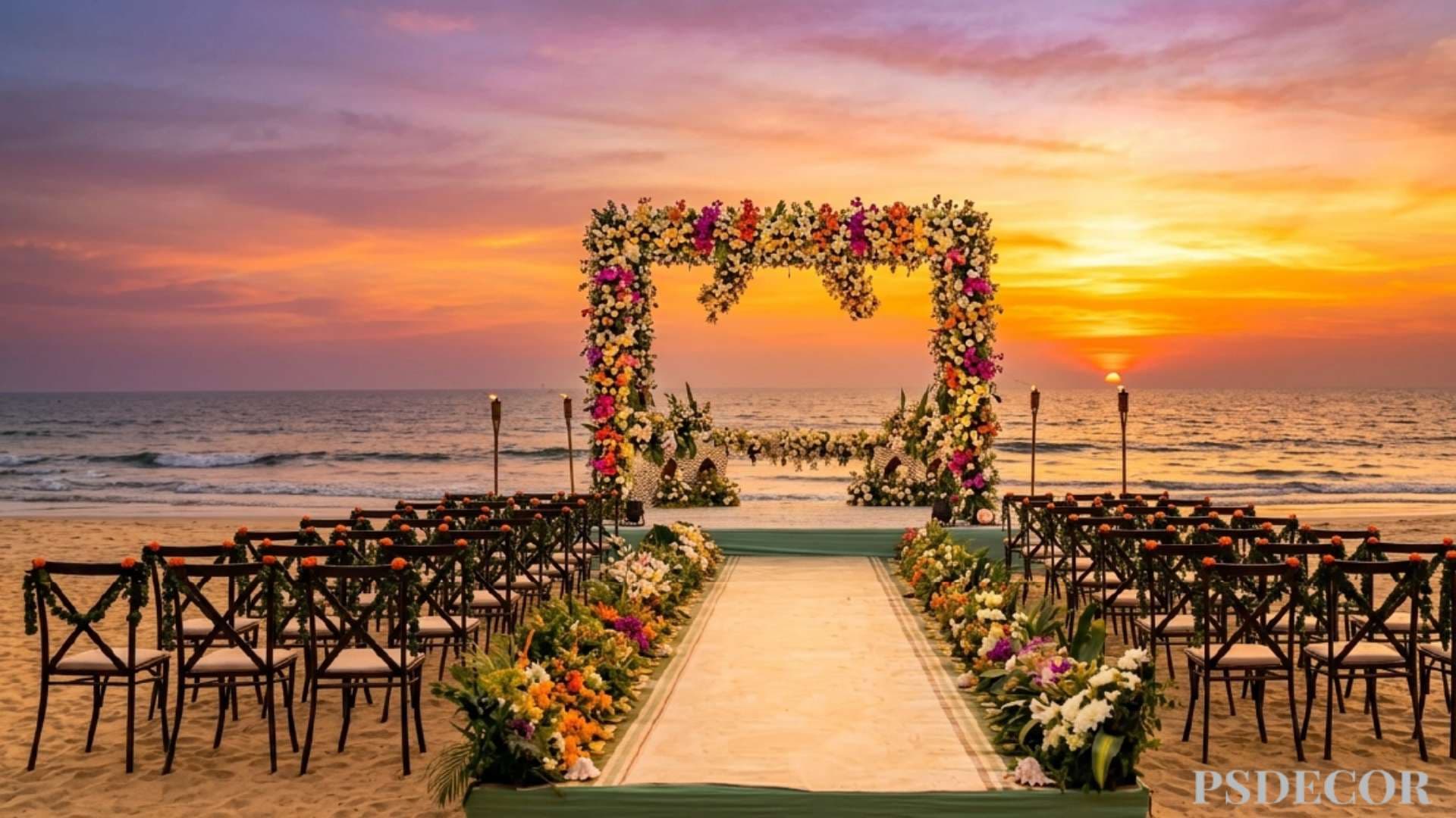 PS Decor Reveals: Most Popular Indian Wedding Themes for NRI Clients - Destination Beach Wedding: Where Luxury Meets Leisure