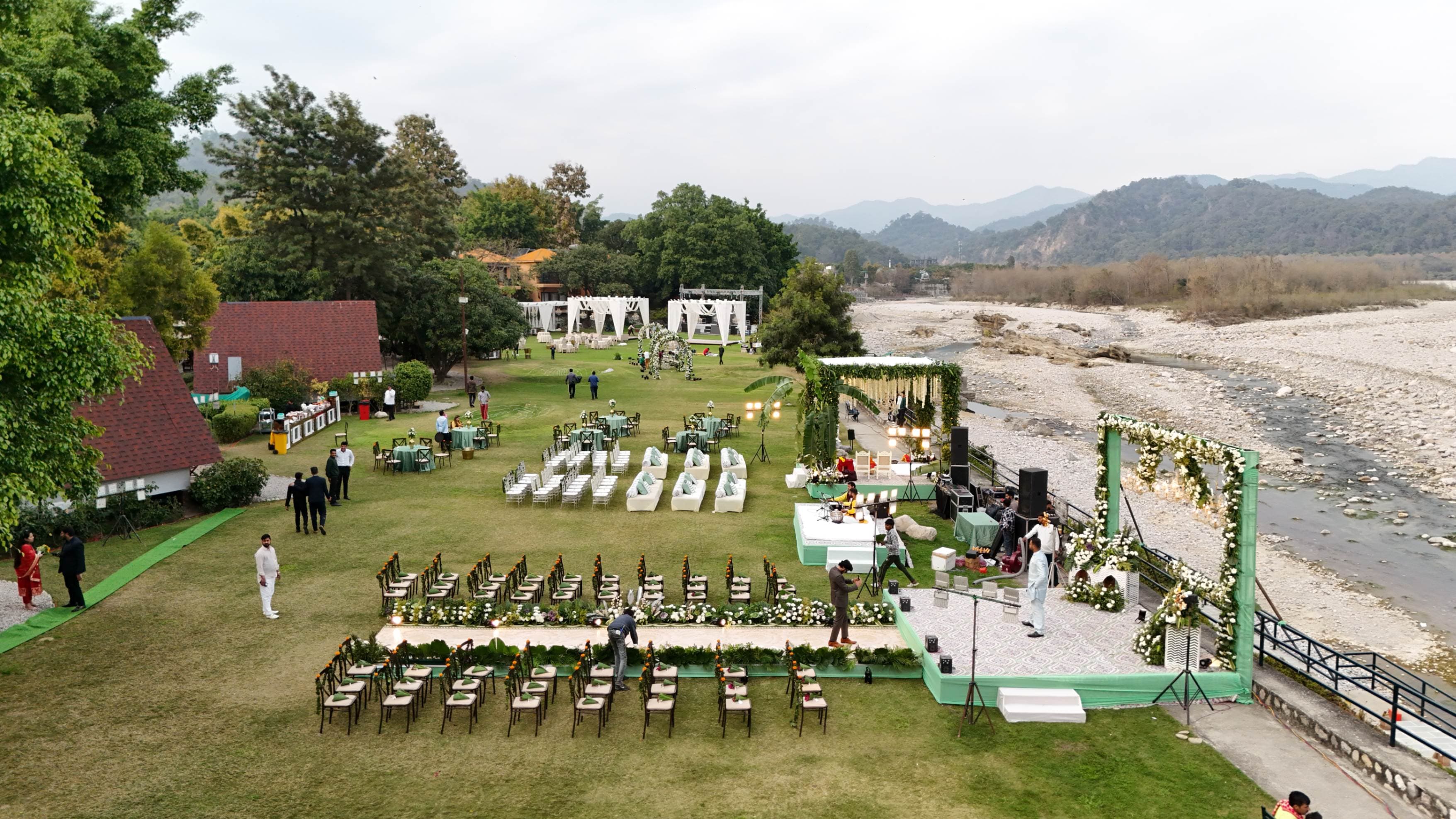 How Much Does a Destination Wedding in Jim Corbett Cost? Budget Tips for Real Savings - 3. Dhela - Modern Resorts with Massive Lawns