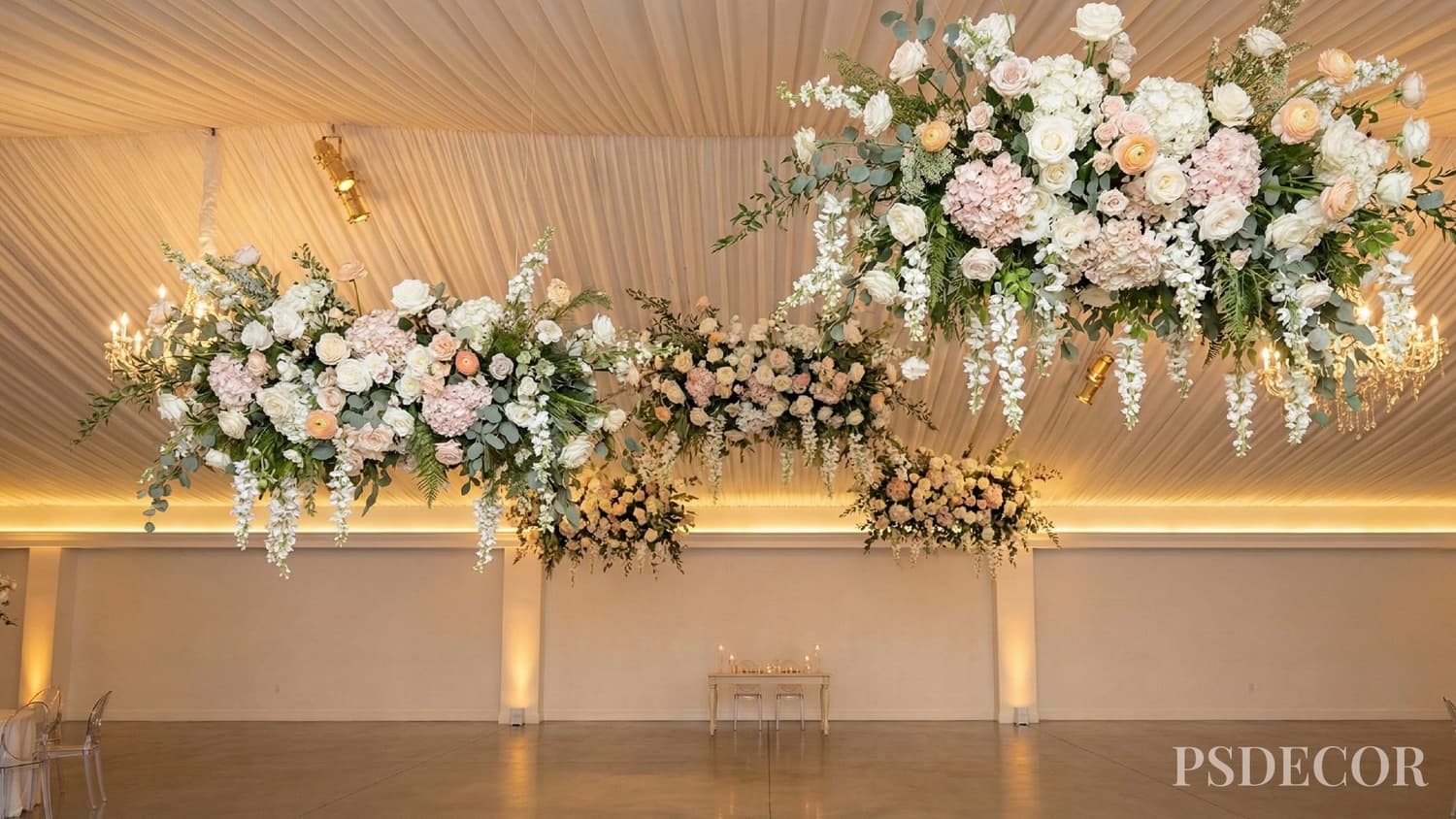 Trending 2026 Wedding Flower Arrangements Every Planner Is Using - 2. Floating Floral Clouds & Ceiling Gardens