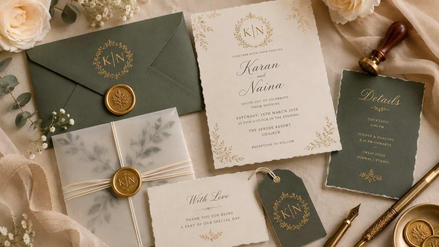 Personalised Wedding Stationery: Monograms, Wax Seals & Custom Fonts - Wedding decoration by PS Decor in India
