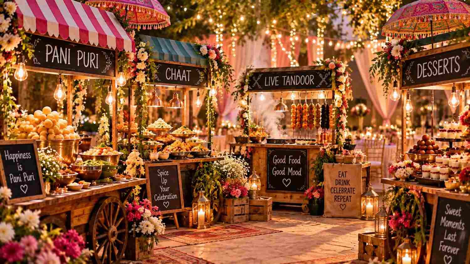 Street-Style Food Stalls: Adding Fun & Flavour to Modern Wedding Menus - Wedding decoration by PS Decor in India