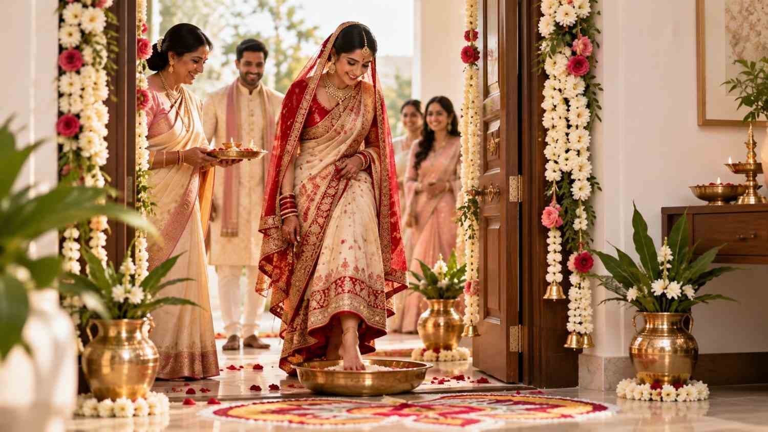 Understanding Griha Pravesh: A Bride's First Step Into Her New Home - Wedding decoration by PS Decor in India